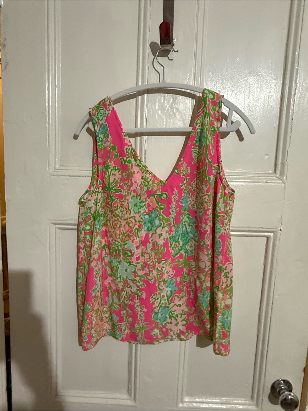 Lilly Pulitzer Pink & Aqua Floral V-Neck Tank